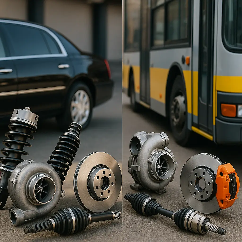 Mechanical parts of a limousine vs local transport vehicle