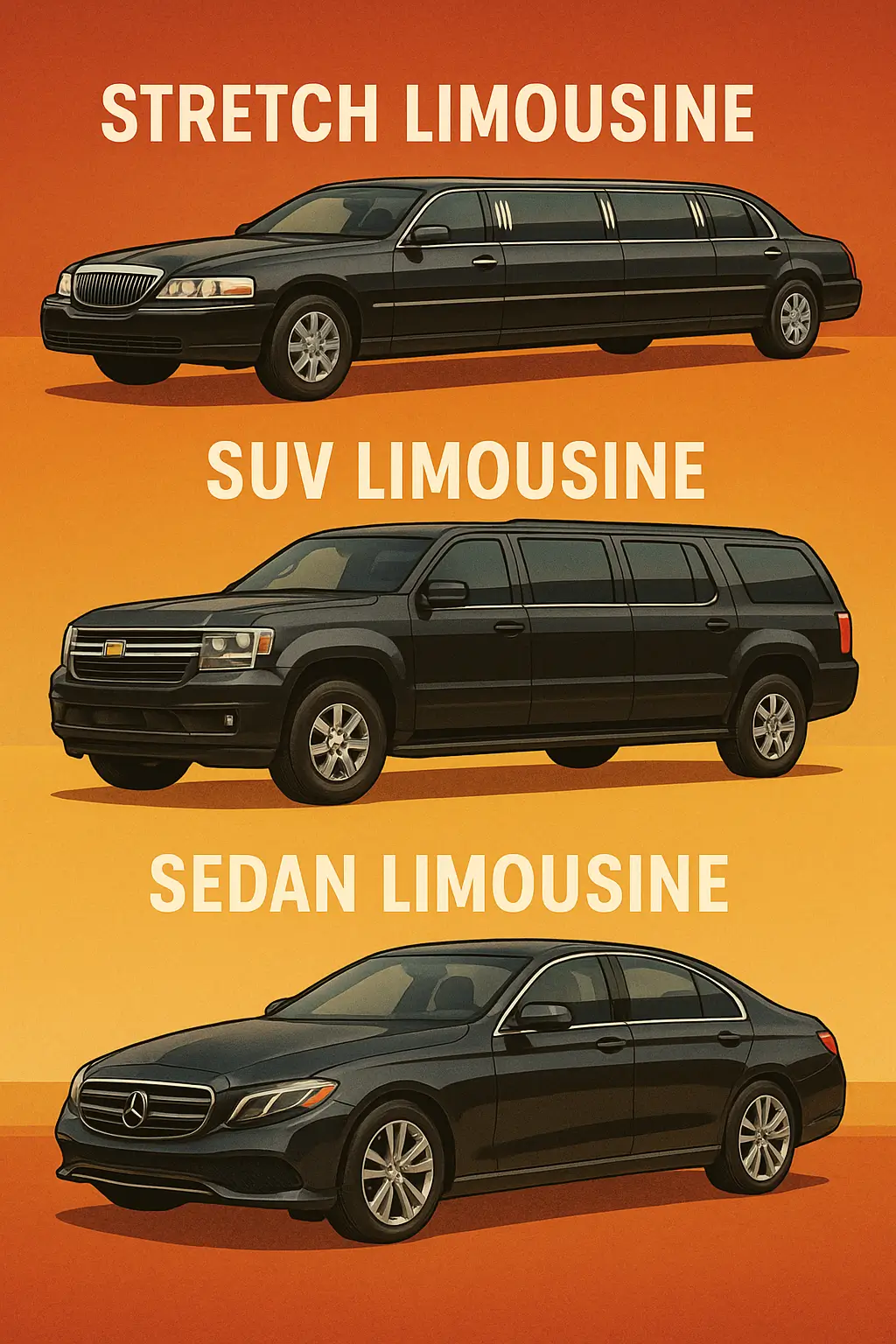Different Limousine Models including Stretch, SUV, and Sedan explained