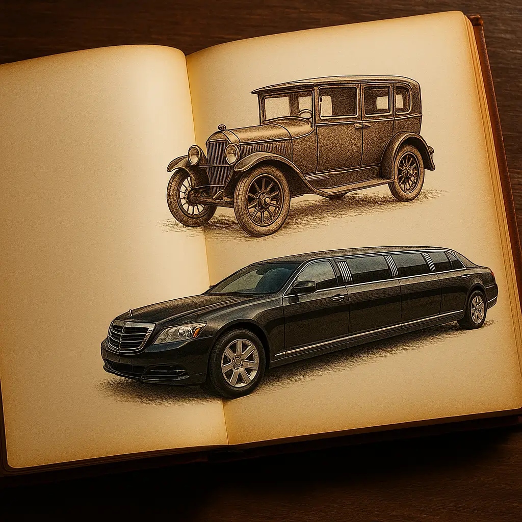 Vintage car representing the origin of the word limousine and its history